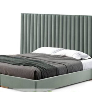 Lit VERNAL, style unique pour votre chambre, revêtu en velours, rembourré de mousse pour confort moelleux, finitions impeccables.