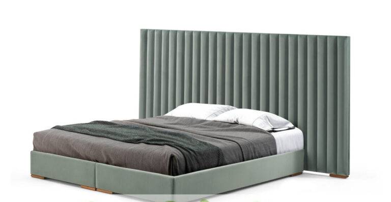 Lit VERNAL, style unique pour votre chambre, revêtu en velours, rembourré de mousse pour confort moelleux, finitions impeccables.