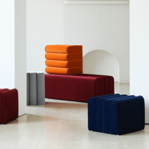 WAVE LUXE - Pouf Sculptural en Velours